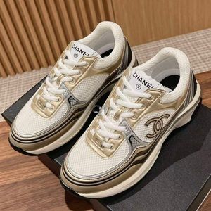 Chanel NIB CC Logo Sneakers white gold silver black